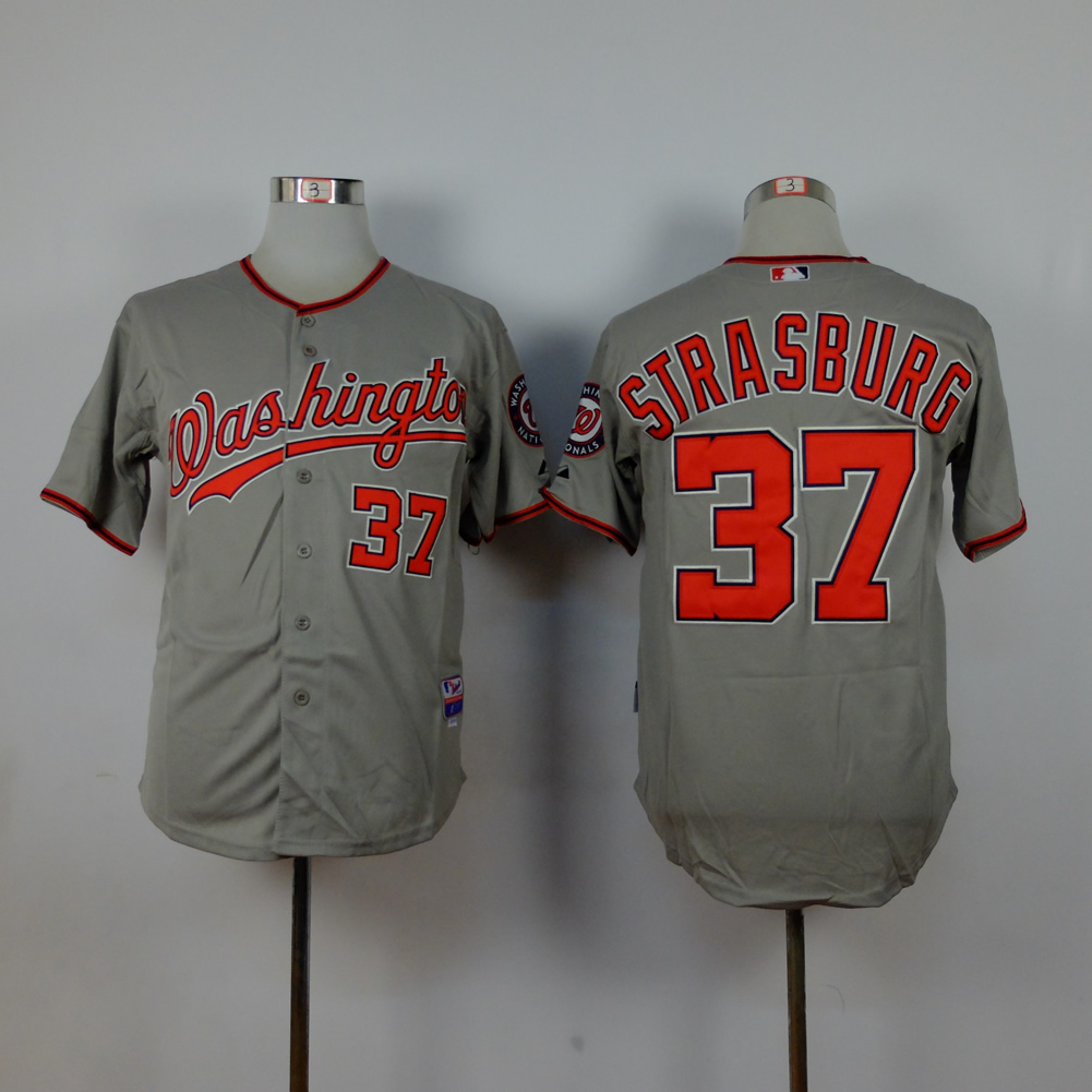 Men Washington Nationals #37 Strasburg Grey MLB Jerseys->washington nationals->MLB Jersey